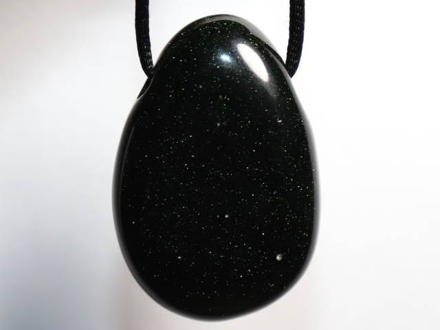 Preview: green goldstone with cord or silver 925