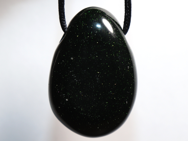 Preview: green goldstone with cord or silver 925