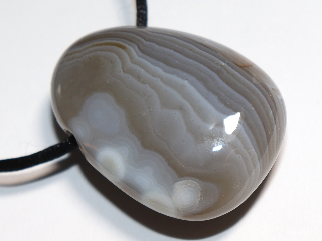 Botswana agate with cord or silver 925