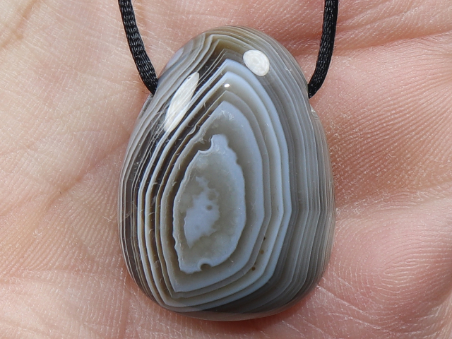 Botswana agate with cord or silver 925