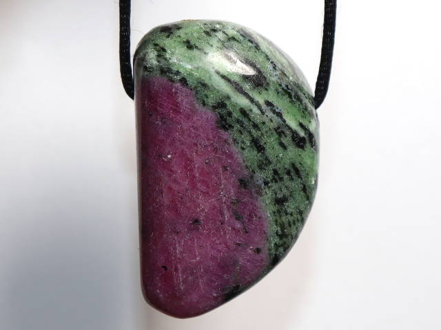 ruby in zoisite with cord or silver 925