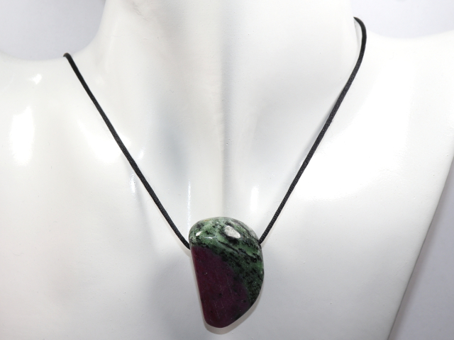 Preview: ruby in zoisite with cord or silver 925