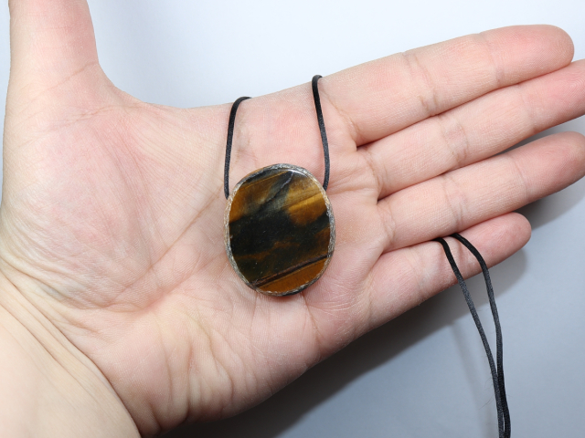 hawks eye with tiger's eye with cord or silver 925