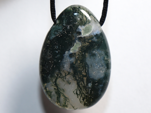 Preview: moss agate with cord or silver 925