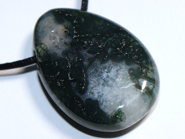 moss agate with cord or silver 925