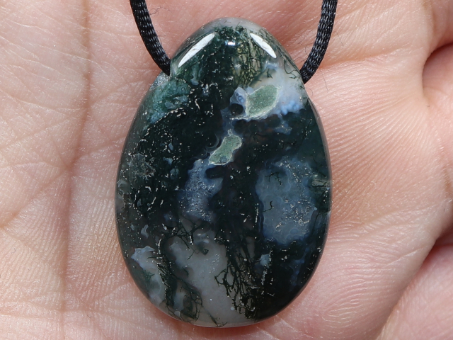 moss agate with cord or silver 925