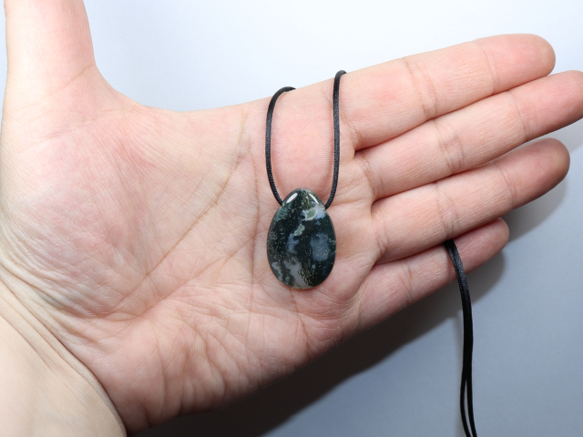 moss agate with cord or silver 925