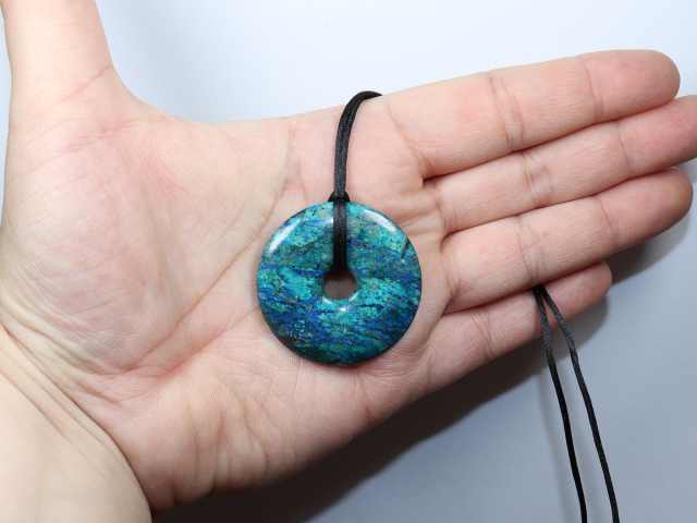 chrysocolla-lapis with cord