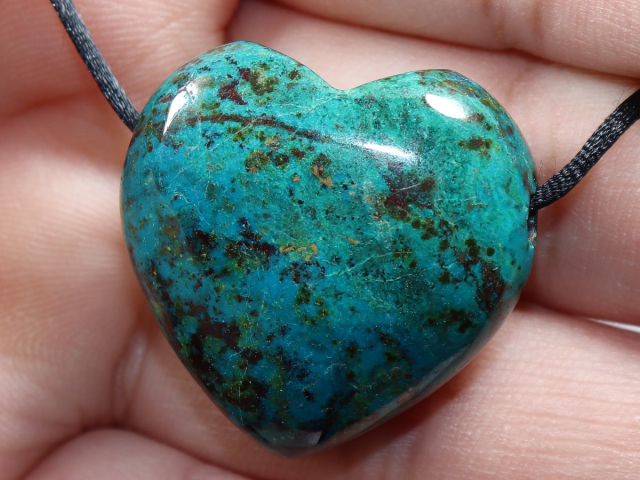 chrysocolla with cuprite with cord or silver 925