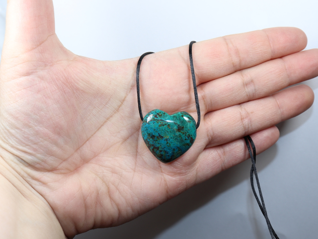 chrysocolla with cuprite with cord or silver 925