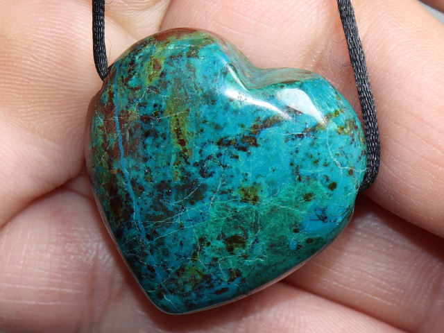 chrysocolla with cord or silver 925