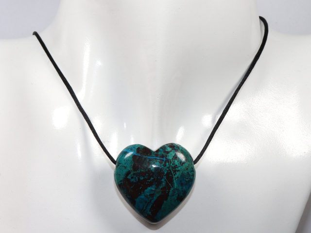 chrysocolla with cuprite with cord or silver 925