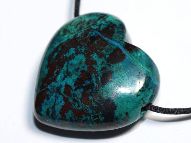 chrysocolla with cuprite with cord or silver 925