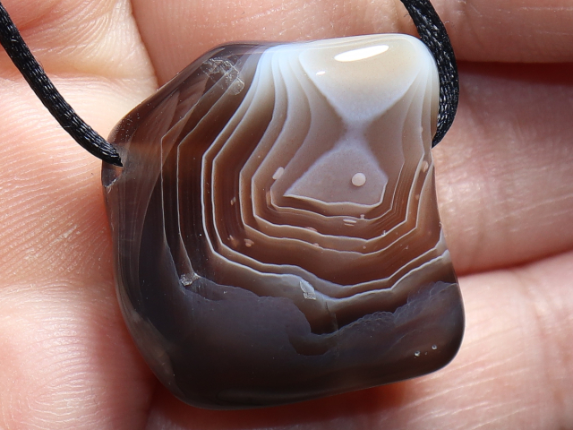 Botswana agate with cord or silver 925