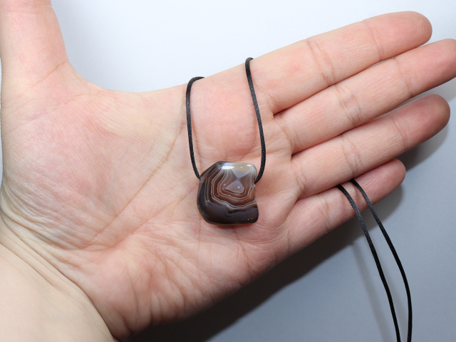 Botswana agate with cord or silver 925