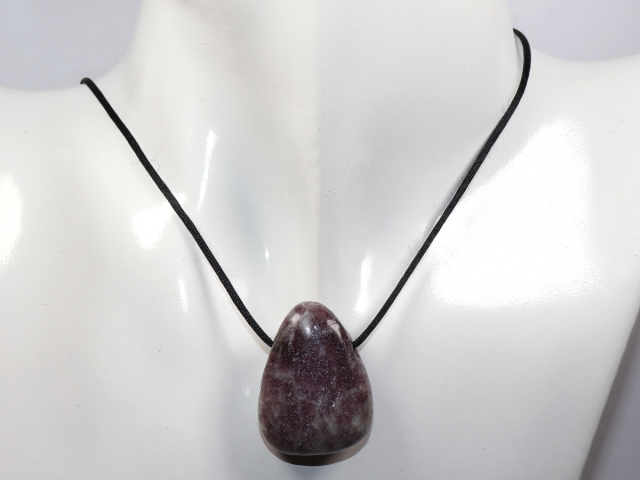 Preview: lepidolite with cord or silver 925