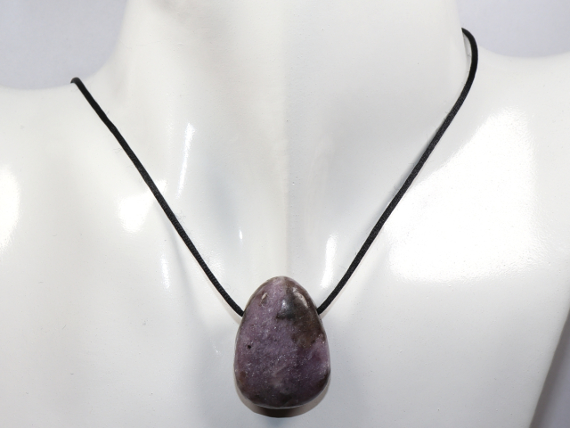 Preview: lepidolite with cord or silver 925