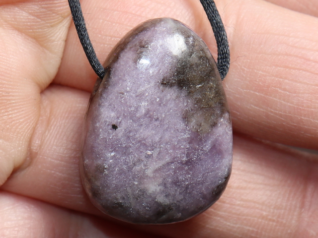 lepidolite with cord or silver 925