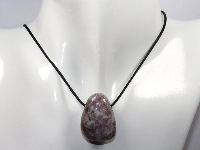 Preview: lepidolite with cord or silver 925