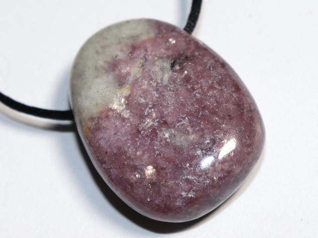 lepidolite with cord or silver 925
