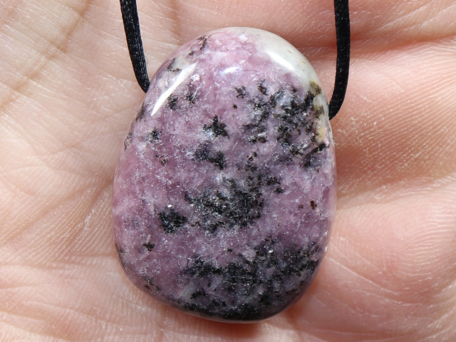 lepidolite with cord or silver 925