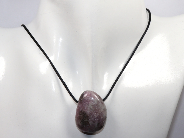 Preview: lepidolite with cord or silver 925