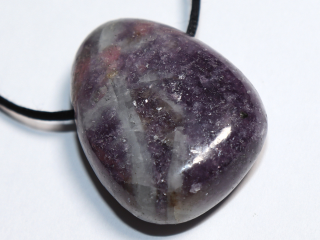 Preview: lepidolite with cord or silver 925