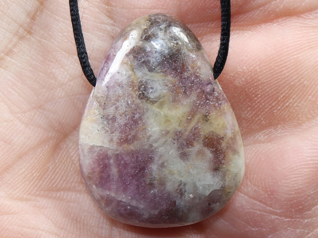 lepidolite with cord or silver 925