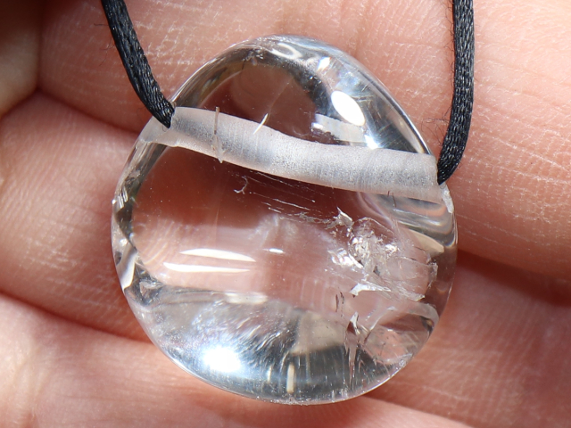 rock crystal with cord or silver 925