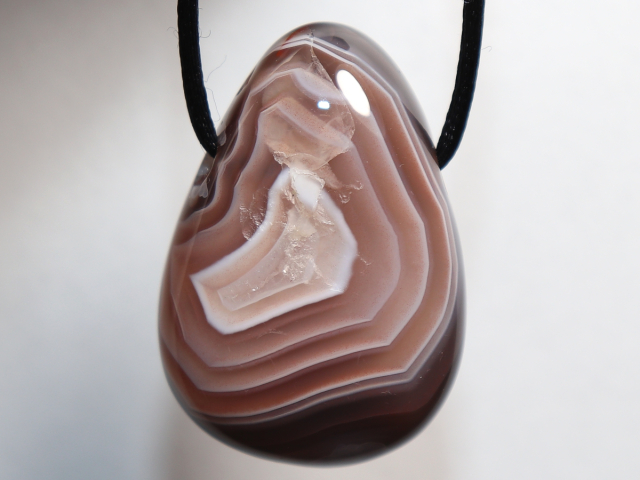 Botswana agate with cord or silver 925