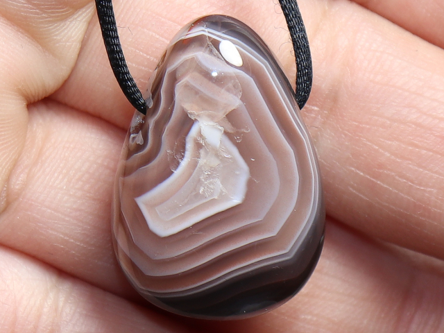 Botswana agate with cord or silver 925