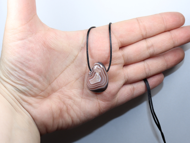 Botswana agate with cord or silver 925