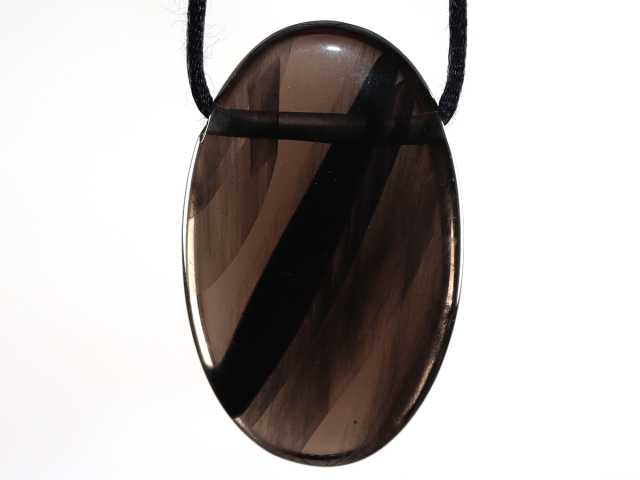 lamellated obsidian with cord or silver 925