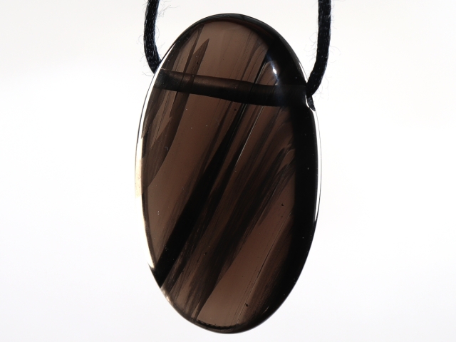 lamellated obsidian with cord or silver 925