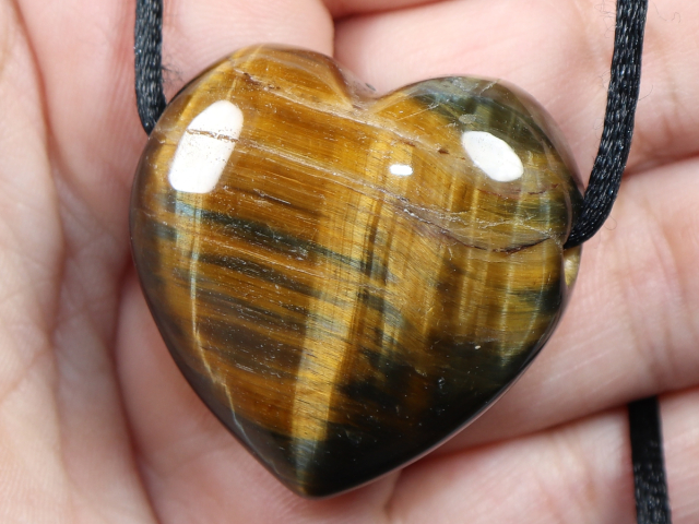 hawks eye with tiger's eye with cord or silver 925