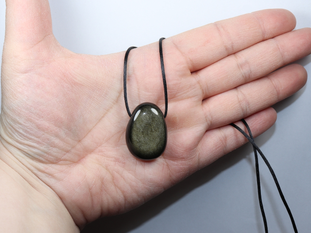 gold obsidian with cord or silver 925