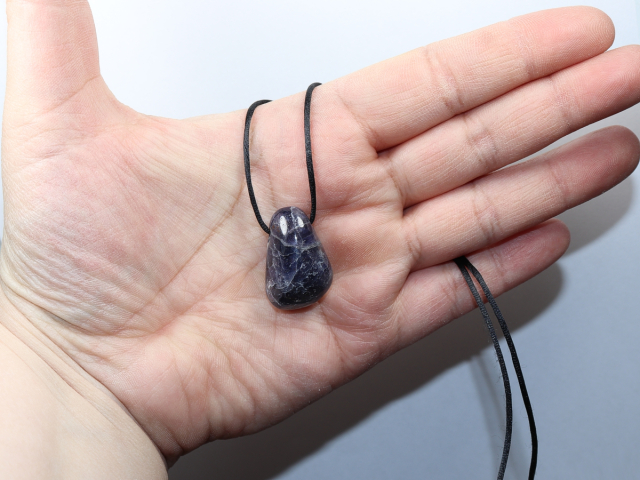 iolite with cord or silver 925