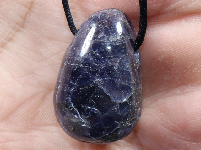 iolite with cord or silver 925