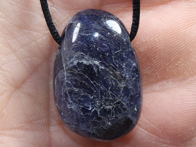 iolite with cord or silver 925