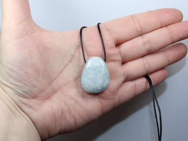 aquamarine with cord or silver 925