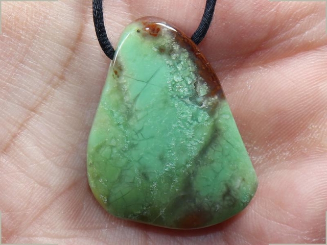 Chrysoprase on cord