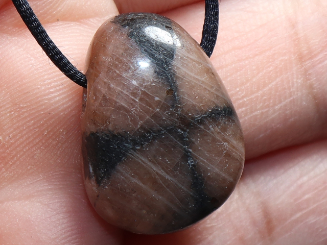 cross stone with cord or silver 925