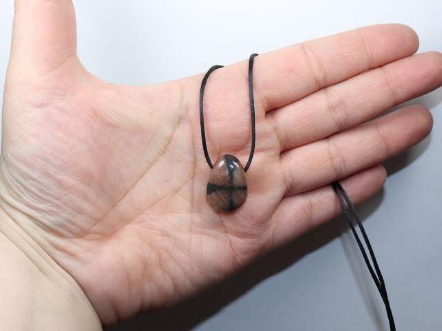 cross stone with cord or silver 925