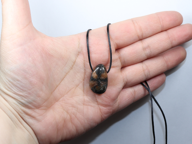 cross stone with cord or silver 925