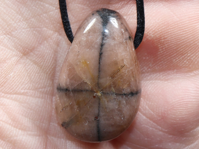 cross stone with cord or silver 925