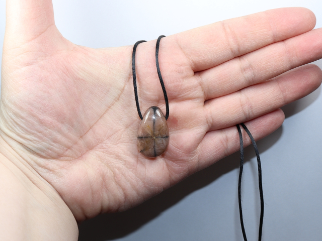 cross stone with cord or silver 925