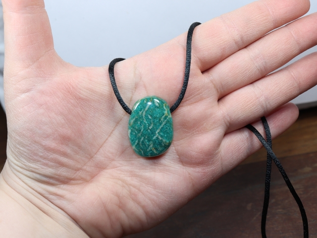amazonite with cord or silver 925