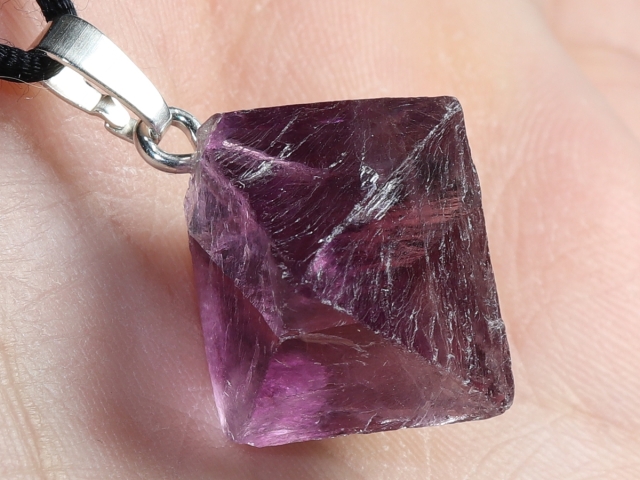fluorite with cord or silver 925