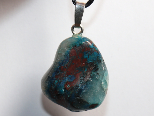 Preview: chrysocolla with cuprite with cord or silver 925