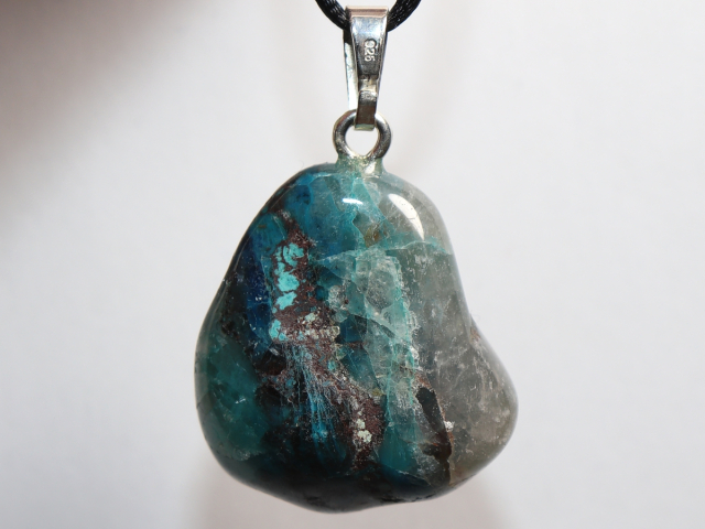 Preview: chrysocolla with cuprite with cord or silver 925